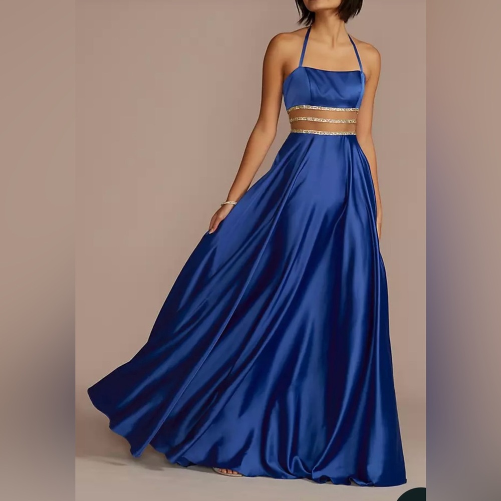 Blue illusion inset prom/hoco/cocktail/formal dress size 18 NWT